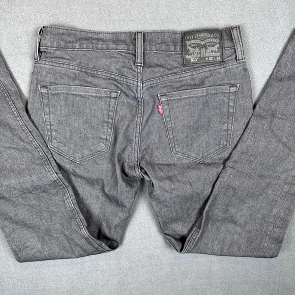 Levis 511 Jeans Men’s Size 32x32 Black Slim Fit Stretch Goth Grunge Black Label - Picture 1 of 10